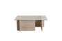 Hanah Home Mesa de Centro Vetrino Mármol Travertino Cristal Templado Melamina 105x40x65 cm